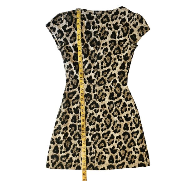 FASHION NOVA Leopard Print Bustier Button Down Denim Dress Size X-Small - Picture 3 of 9